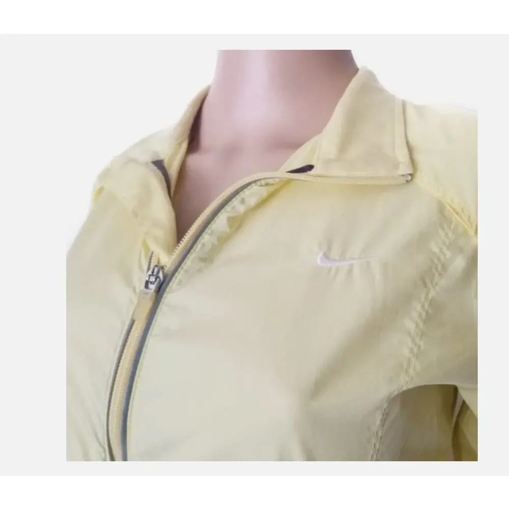 Nike Windbreaker Jacket WMNS S Yellow Full Zip, Reflective Sleeves, Lightweight
